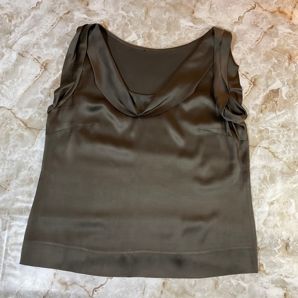 Women’s Satin Sleeveless Cowl Neck Tank Top Brown – No Size, Check Measurements - Picture 1 of 4